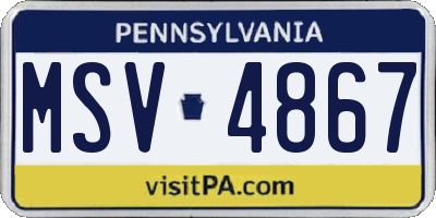 PA license plate MSV4867