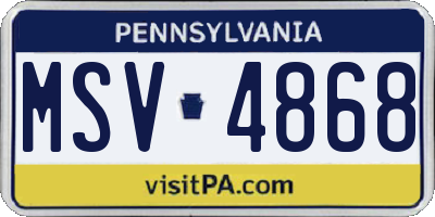 PA license plate MSV4868