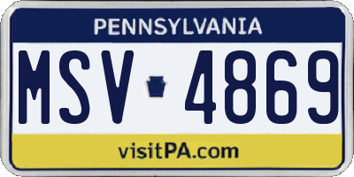 PA license plate MSV4869
