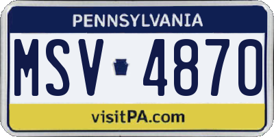 PA license plate MSV4870