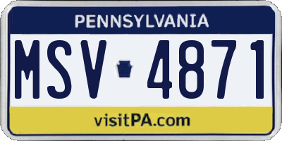 PA license plate MSV4871