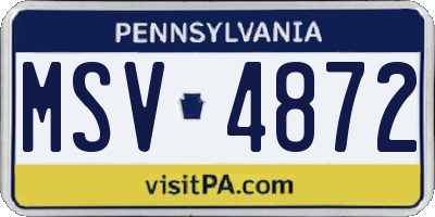 PA license plate MSV4872