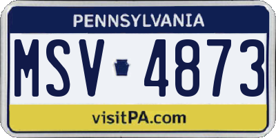 PA license plate MSV4873
