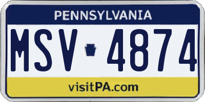 PA license plate MSV4874