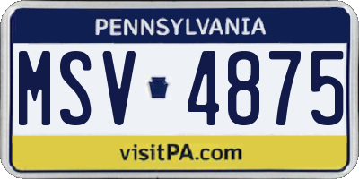 PA license plate MSV4875