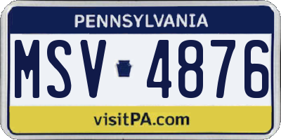 PA license plate MSV4876
