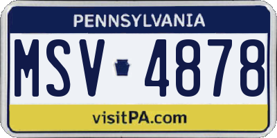 PA license plate MSV4878
