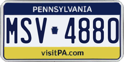 PA license plate MSV4880