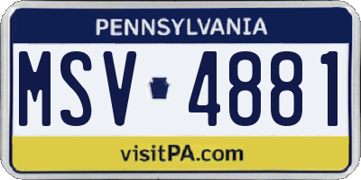 PA license plate MSV4881