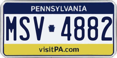 PA license plate MSV4882