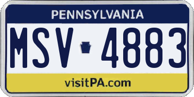 PA license plate MSV4883