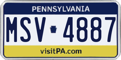 PA license plate MSV4887