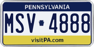 PA license plate MSV4888
