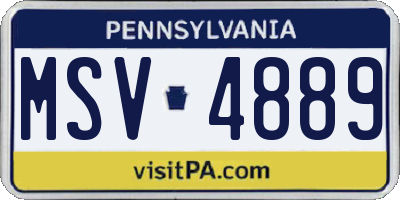 PA license plate MSV4889