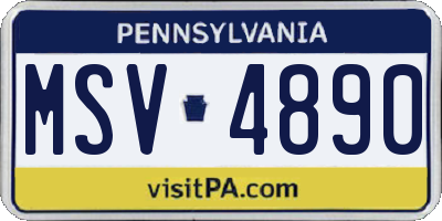 PA license plate MSV4890