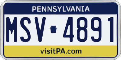 PA license plate MSV4891