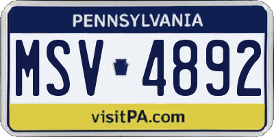 PA license plate MSV4892