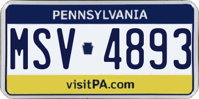 PA license plate MSV4893