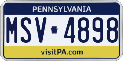 PA license plate MSV4898