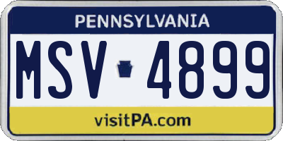 PA license plate MSV4899