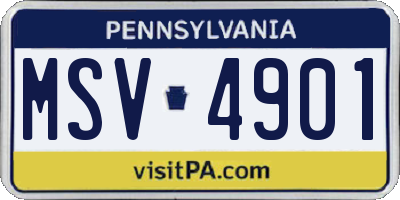 PA license plate MSV4901