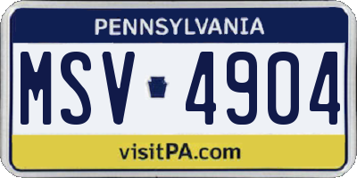 PA license plate MSV4904