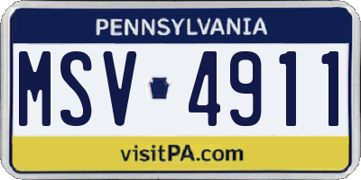 PA license plate MSV4911