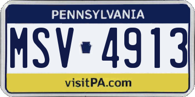 PA license plate MSV4913