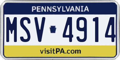 PA license plate MSV4914