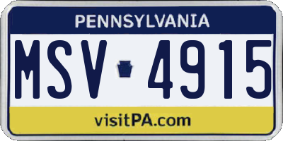 PA license plate MSV4915