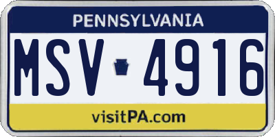 PA license plate MSV4916