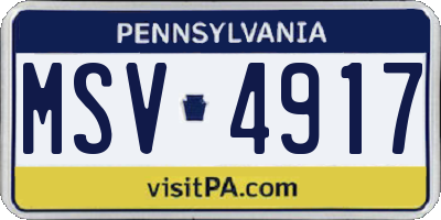 PA license plate MSV4917