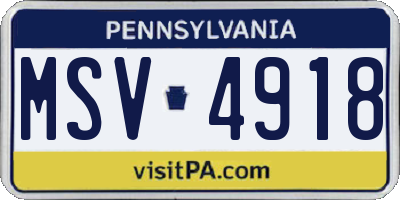 PA license plate MSV4918