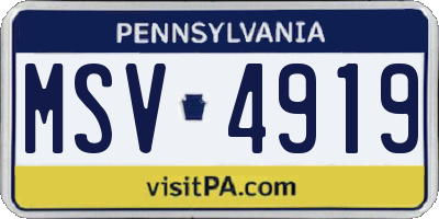 PA license plate MSV4919