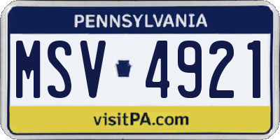 PA license plate MSV4921