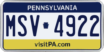 PA license plate MSV4922