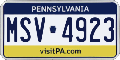 PA license plate MSV4923