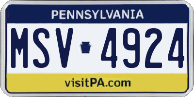 PA license plate MSV4924