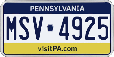 PA license plate MSV4925