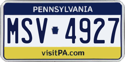 PA license plate MSV4927