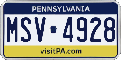 PA license plate MSV4928