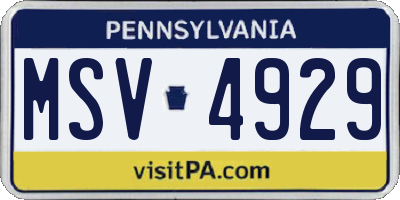 PA license plate MSV4929