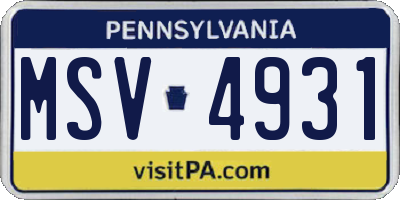 PA license plate MSV4931