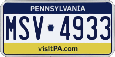 PA license plate MSV4933