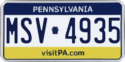 PA license plate MSV4935