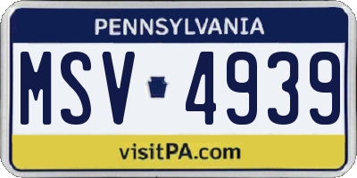 PA license plate MSV4939