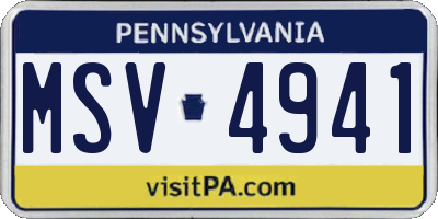 PA license plate MSV4941