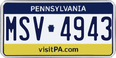 PA license plate MSV4943