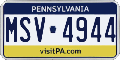 PA license plate MSV4944