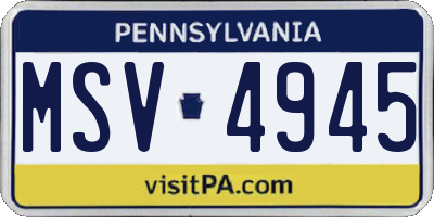 PA license plate MSV4945